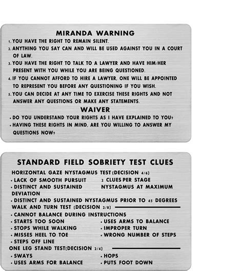 Amazon.com : TGCNQ Official Standard Miranda Rights Warning Card with ...