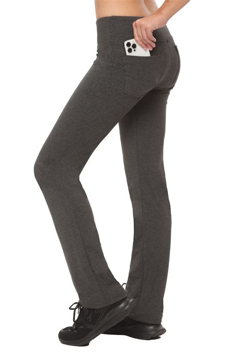 Nirlon Straight Leg Yoga Pants With Pockets - High Waisted Leggings For ...