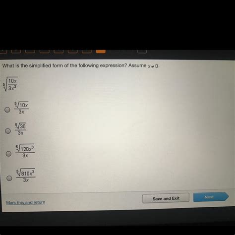 What is the simplified form of the following expression? Assume x = 0 ...