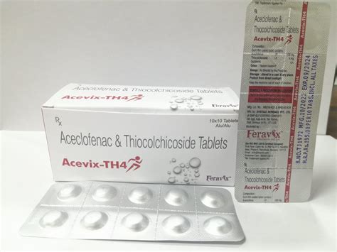 ACEVIX TH4 Tablets - ACECLOFANAC 100MG, THIOCOLCHICOSIDE 4MG - Feravix ...
