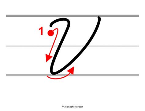 How To Write a Capital V In Cursive (With Arrows) - Alien Schooler