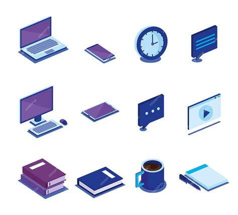 Premium Vector | Digital technology isometrics icons