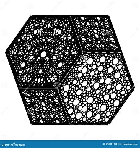 Perforated Polyhedron with Hexagon and Square Sides Solid Shape Vector ...