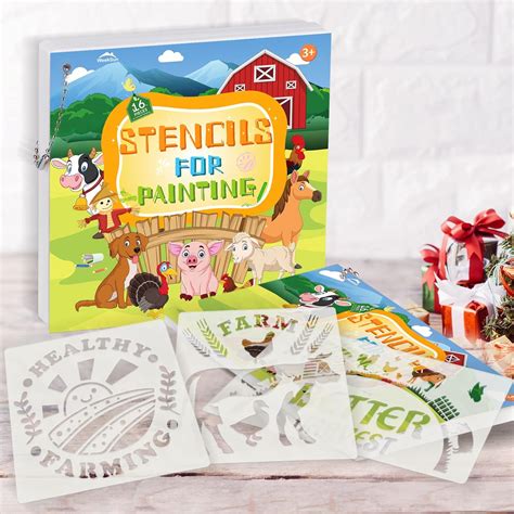 Buy 16 Pieces Stencil for Painting, 7.8in Farm Theme Reusable Stencils ...