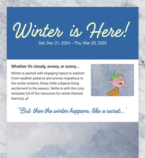 Winter is Here Template - Smore