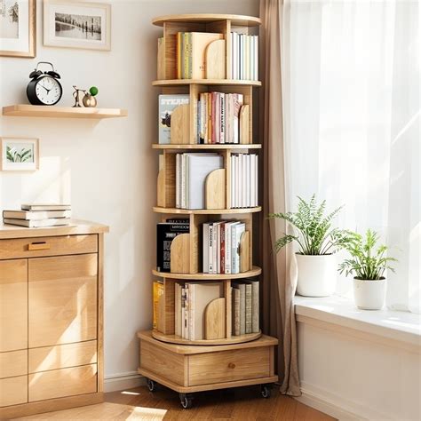 6 Tier Rotating Bookshelf, 360° Display Round Spinning Bookshelf with ...