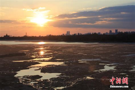 哈尔滨现“半江流水半江冰”_图片频道__中国青年网