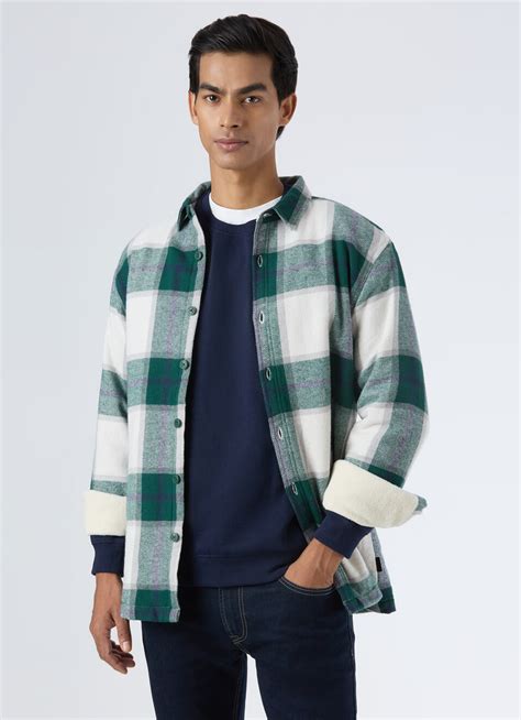 Men Green & White Oversized Check Full Sleeve Shirt | Pepe Jeans India