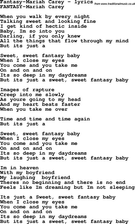 Love Song Lyrics for:Fantasy-Mariah Carey
