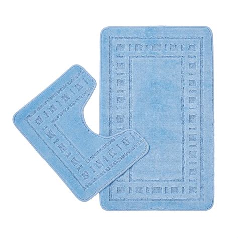 Catherine Lansfield Armoni Blue Bath and Pedestal Mat Set Blue by ...
