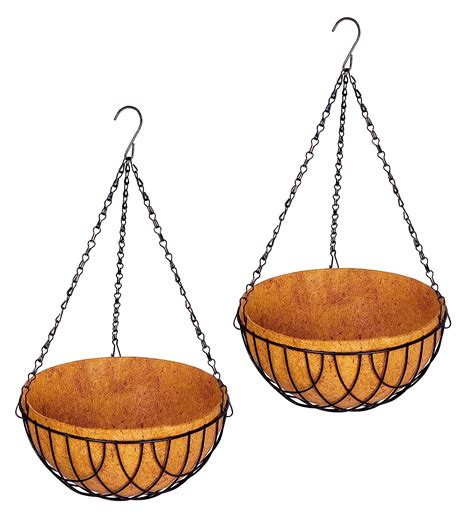 COIR GARDEN Coir and Metal Water Hanging Baskets with Stand (12 inch, 2 ...