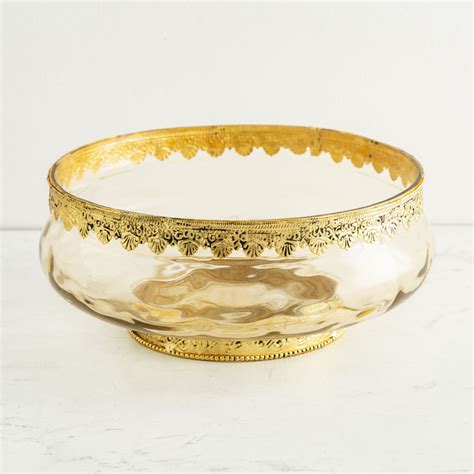 Buy Heritage Round Single Pc. Floating Bowl - Glass - Gold from Home ...