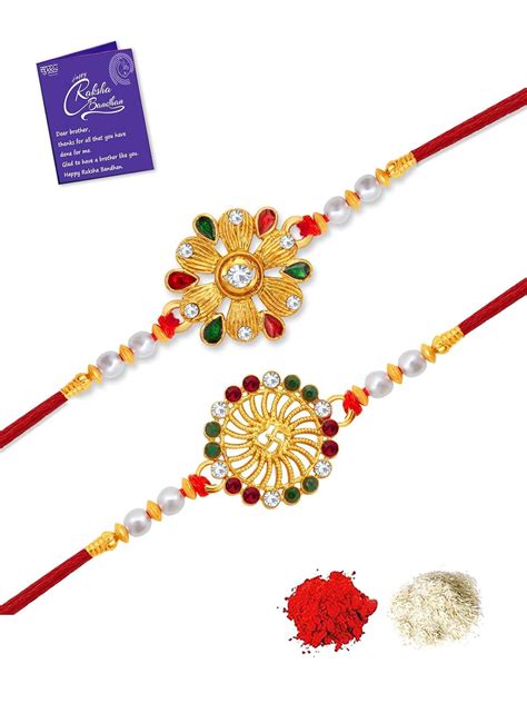 Sukkhi Rakhi Vintage Kundan Rakhi Combo & Designer Gold Plated Premium ...