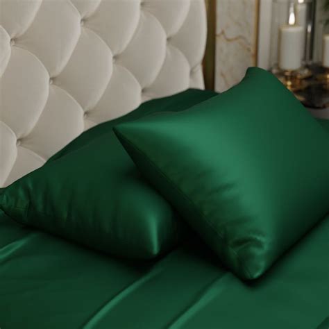 Buy Stoa Paris Green Ultra Satin Pillow Covers (Set Of 2) Online