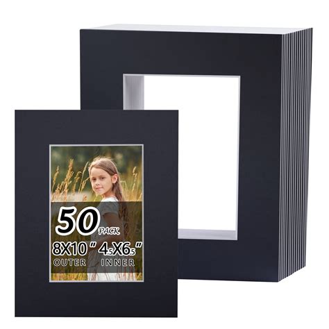 Falling in Art 50 Pack Black Acid Free Pre Cut Mats - 8x10 Picture ...