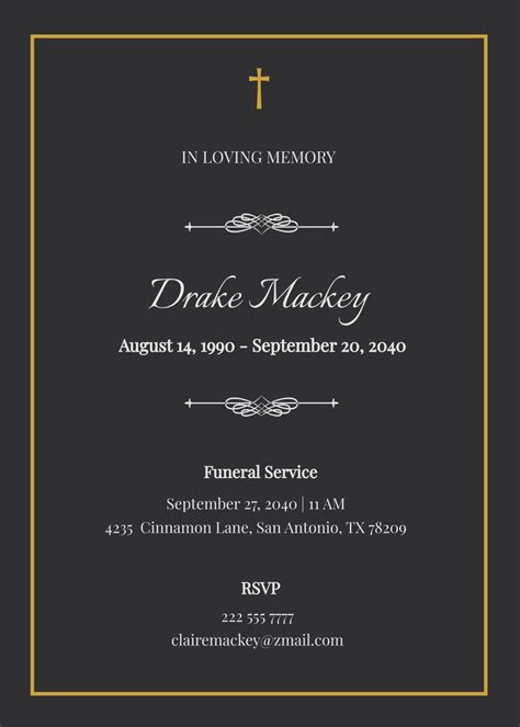 Funeral Announcement Template at Julie Neel blog