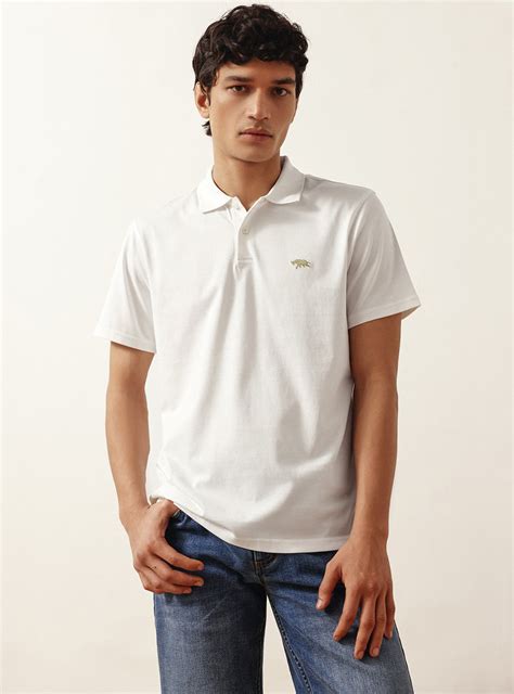 Buy Vista Off-White Cotton Polo | Casual Off-White Solid Polo for Men ...