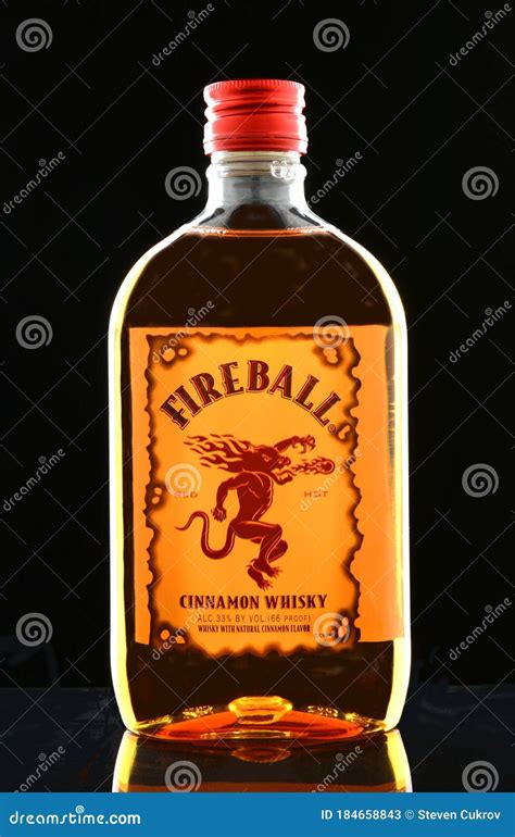 Fireball Cinnamon Whiskey editorial stock photo. Image of liquor ...
