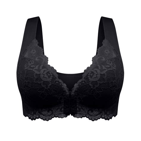 SCSAlgin Plus Size Front Closure Lace Bra Wireless Seamless Back Design ...