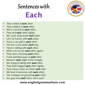 Sentences with Each, Each in a Sentence in English, Sentences For Each ...
