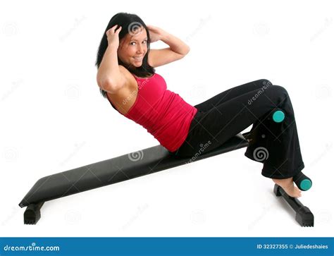 Abs workout on a bench stock image. Image of core, situps - 32327355