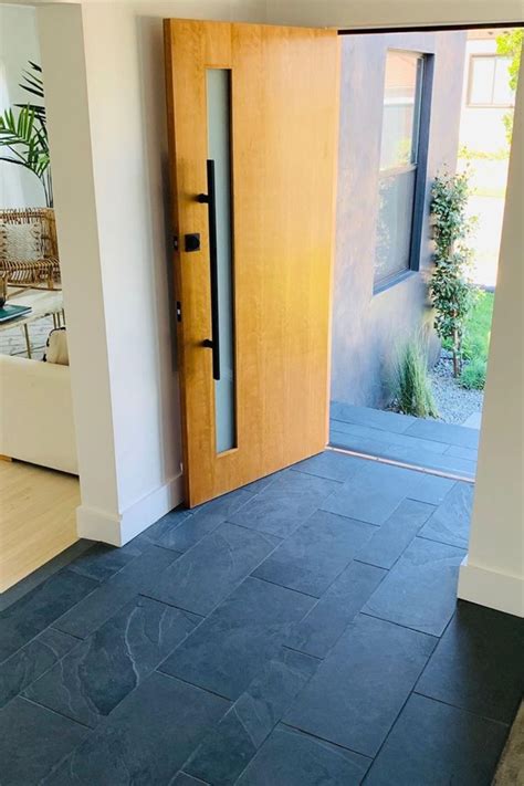 clé tile | subway | natural stone | slate | grey | Entryway flooring ...