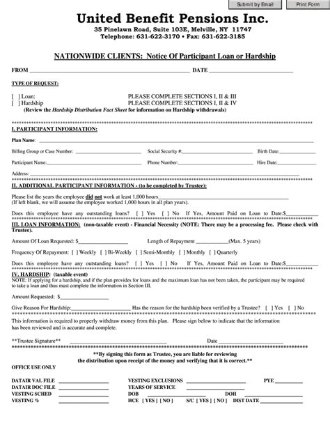 Fillable Online Notice of Participant Loan or Hardship - United Benefit ...