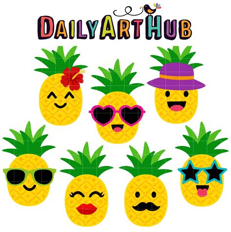 Cool Pineapples Clip Art Set – Daily Art Hub // Graphics, Alphabets & SVG