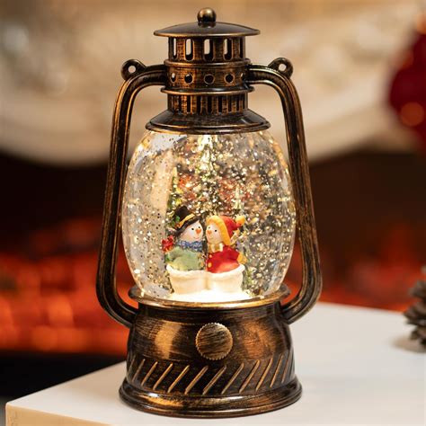 Snow Globe Christmas Decorations Indoor Snowman Musical Glitter Globe ...