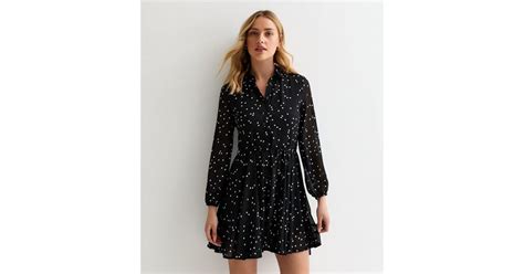 Sunshine Soul Black Polka-Dot Shirt Dress | New Look