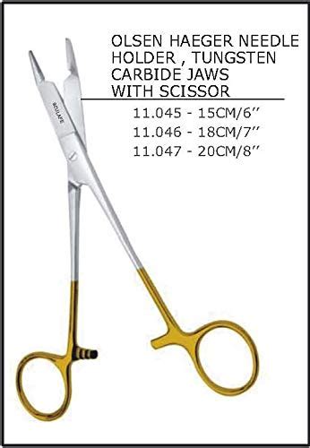 Sculape Olsen haeger needle holder tungsten carbide jaws with scissor 6 ...