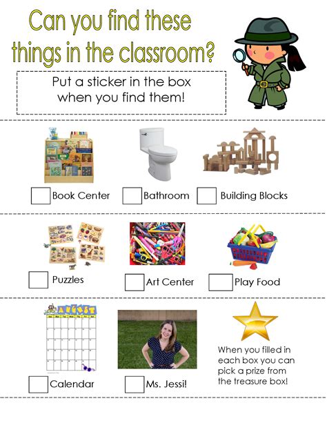 Preschool Classroom Scavenger Hunt Printable - Printable Word Searches