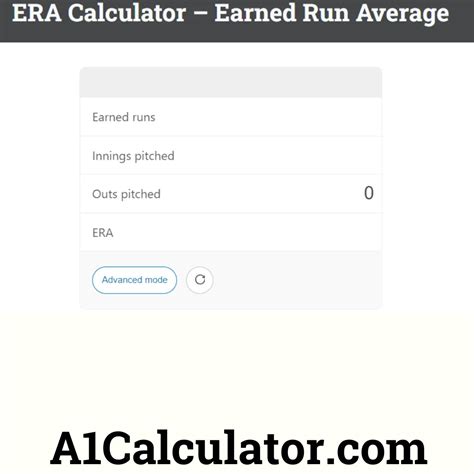 ERA Calculator – Earned Run Average - A1Calculator