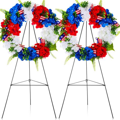 Amazon.com: Crowye 2 Sets 4th of July Cemetery Wreath Set 2 Pcs 15.75in ...
