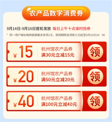 9月14日10点，1000万元杭州农产品消费券开始发放