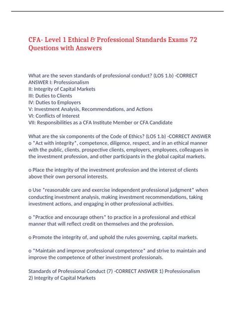 CFA- Level 1 Ethical & Professional Standards Exams 72 Questions with ...