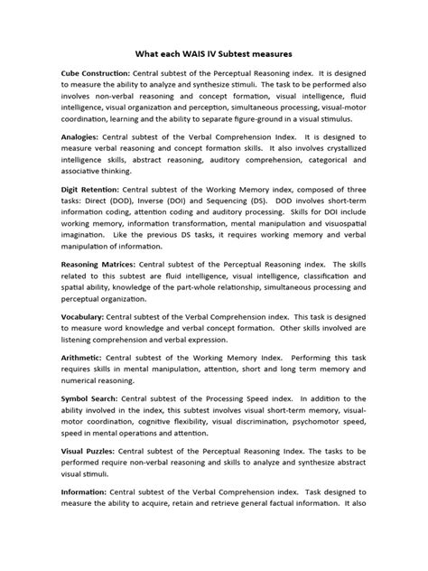 Wais Subtests Explained 的图像结果