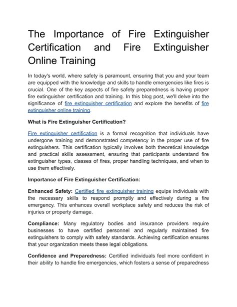 PPT - The Importance of Fire Extinguisher Certification and Fire ...
