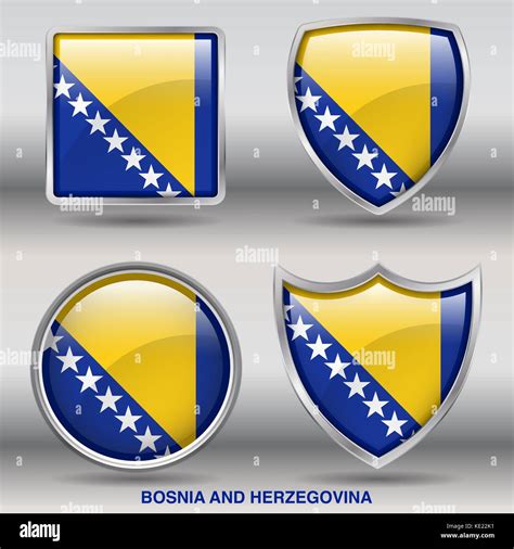Bosnia Flag - 4 shapes Flags States Country in the World with clipping ...