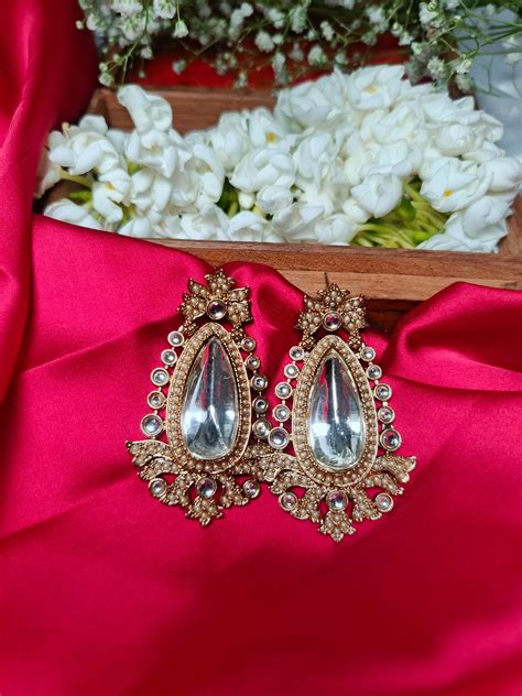 Traditional Kundan and Pearl Dangler Earrings – Stree Gehna