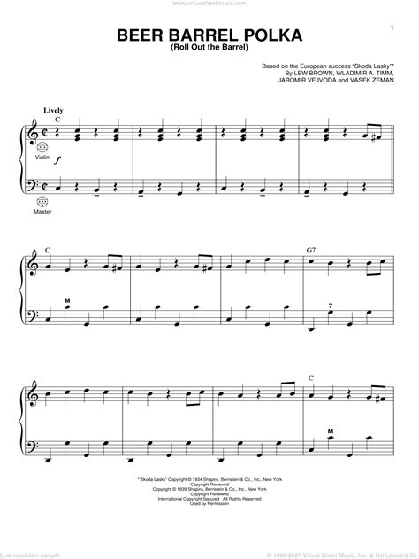 Beer Barrel Polka (Roll Out The Barrel) sheet music for accordion ...