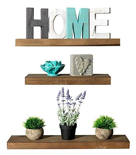 Rustic Farmhouse 3 Tier Floating Wood Shelf - Floating Wall Shelves ...