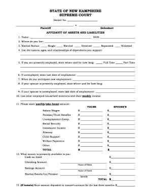 Assets And Liabilities Form - Fill and Sign Printable Template Online