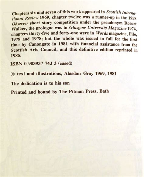 LANARK SIGNED A Life in 4 Books | Alasdair Gray | First Edition; First ...