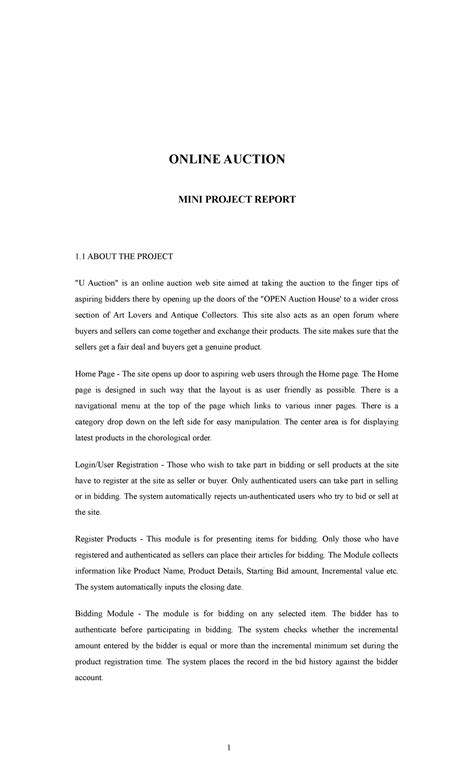 Online Auction MINI Project Report - ONLINE AUCTION MINI PROJECT REPORT ...