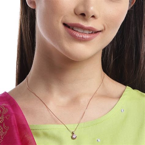 Buy Pink Solitaire Rose Gold Plated Women's Silver Necklace – Zavya