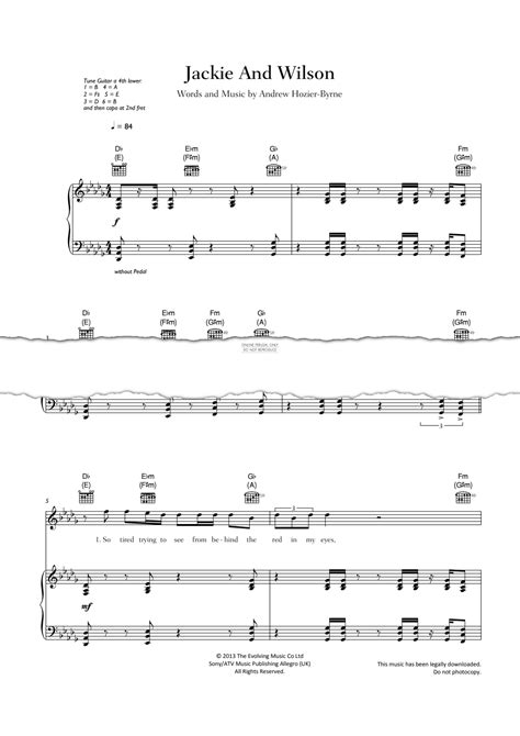 Jackie And Wilson - sheet music by Hozier - fbd-26259 | notendownload