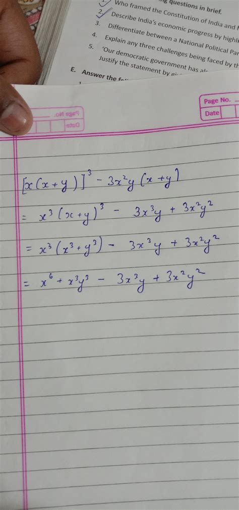 x(x+y)(whole cube )-3x(square) y (x+y) - Brainly.in
