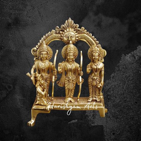 12" Antique Brass Ram Darbar Murti Vintage Spiritual Decor
