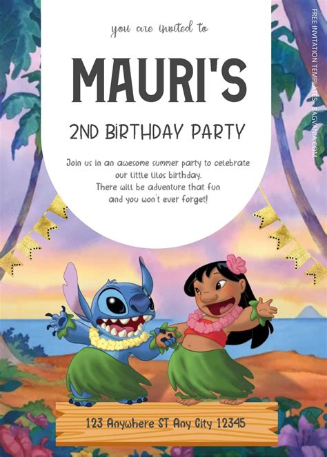 10 hawaiian hula lilo stitch birthday invitation templates – Artofit